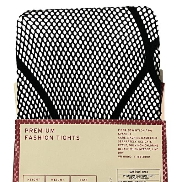 Merona Women's Black Fishnet Tights Stockings M/L Semi-Sheer 5.5"-5.8" 140-190lb - Picture 7 of 10